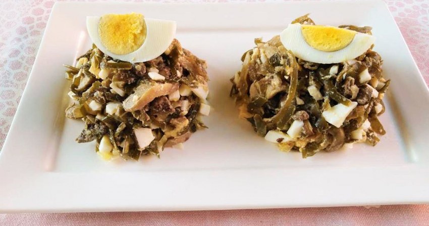 Салатик с грибами и кукурузой