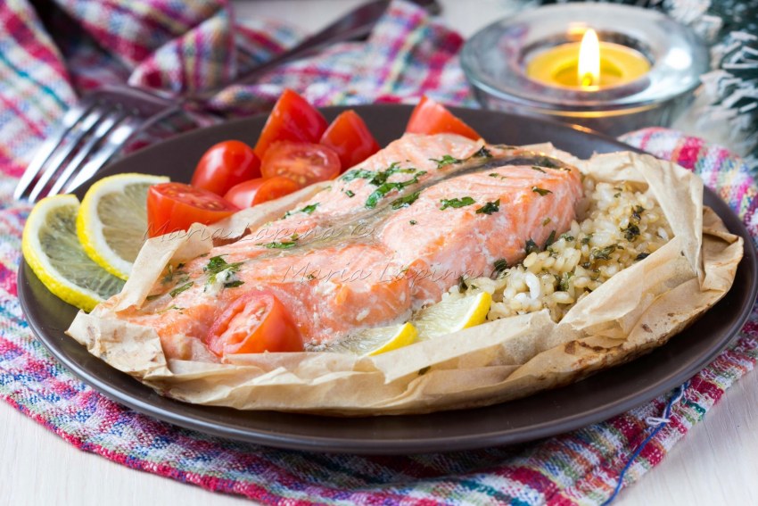 Рыба в пергаменте с овощами