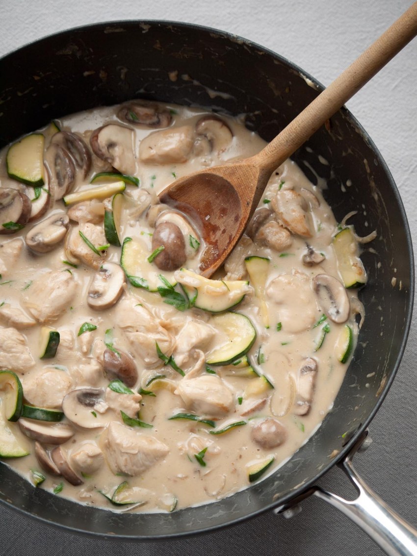 Фрикасе из курицы с грибами в сливочном соусе