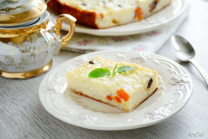 Творожная запеканка с курагой