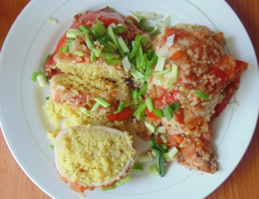 Кальмар фаршированный кускусом
