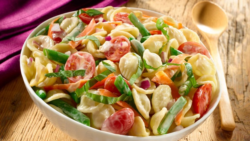 Макароны с овощами