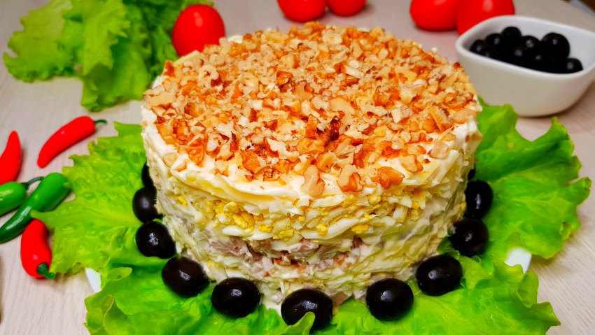 Салат из печени слоями