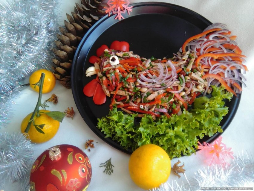 Салат с говядиной и фасолью