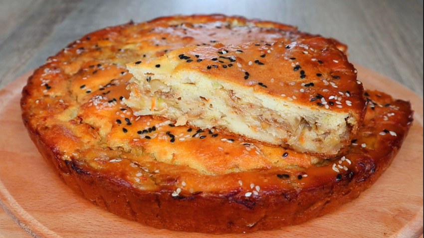Заливной пирог с капустой