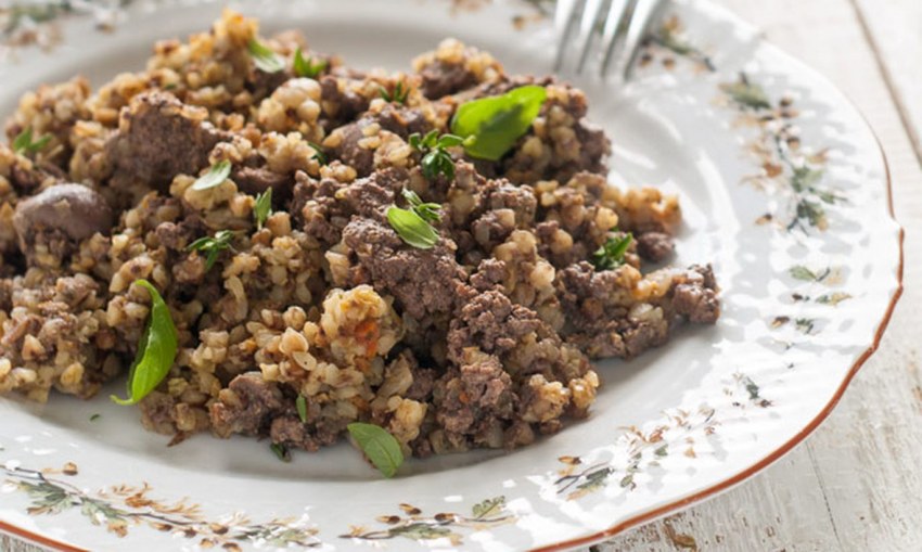 Гречка с куриной печенкой