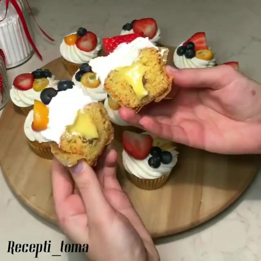 Капкейки как блины с начинкой шоколадом как готовить