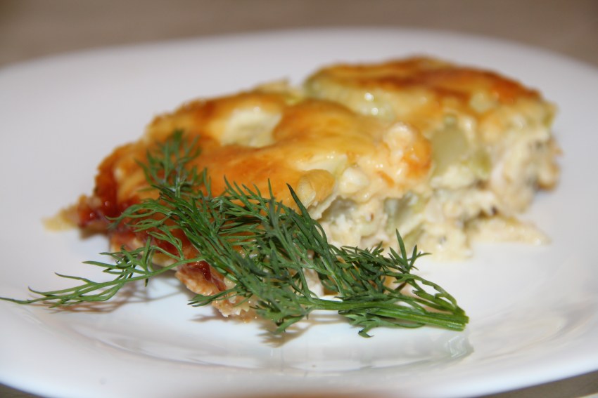 Запеканка с курицей и кабачками