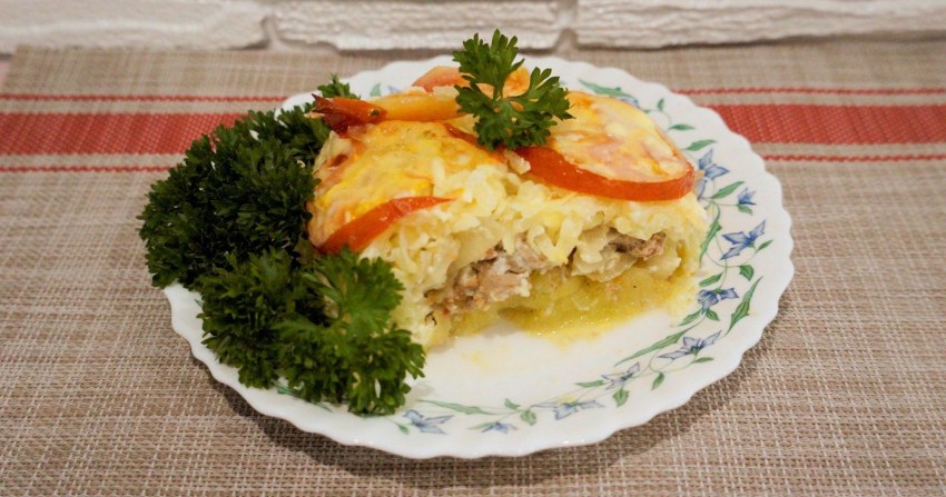Запеканка с грудкой кабачком
