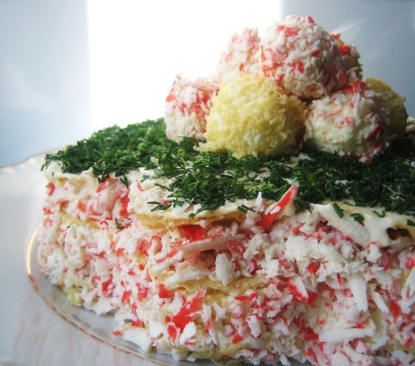 Закусочный торт из вафельных