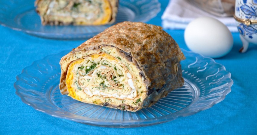 Лаваш с грибами и сыром