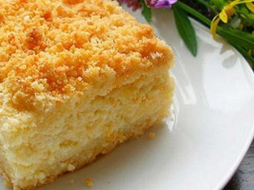 Пирог творожный с крошкой