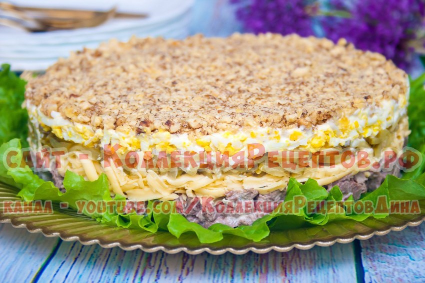 Салат мужской каприз с ветчиной и опятами