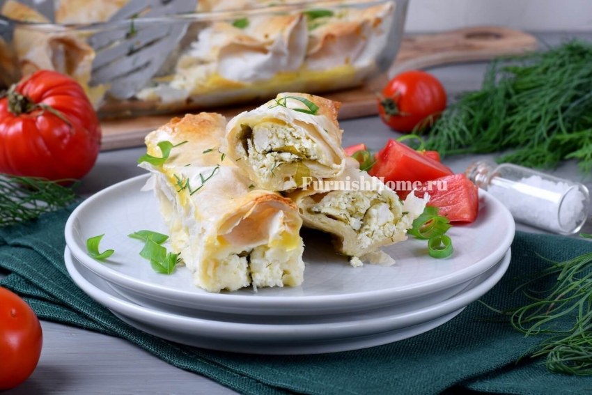 Закуска с лаваша и брынзой зеленью