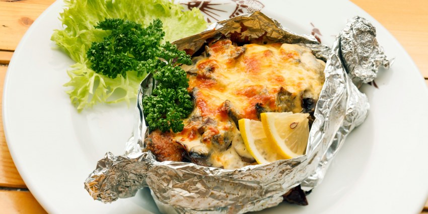 Рыба в фольге с шампиньонами в духовке