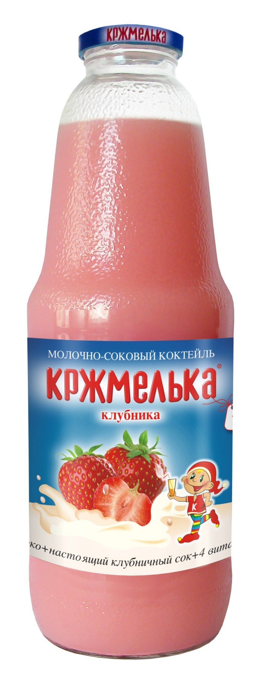 "Кржмелька" молочно-соковый коктейль 1,030л стекло клубника 1/6
