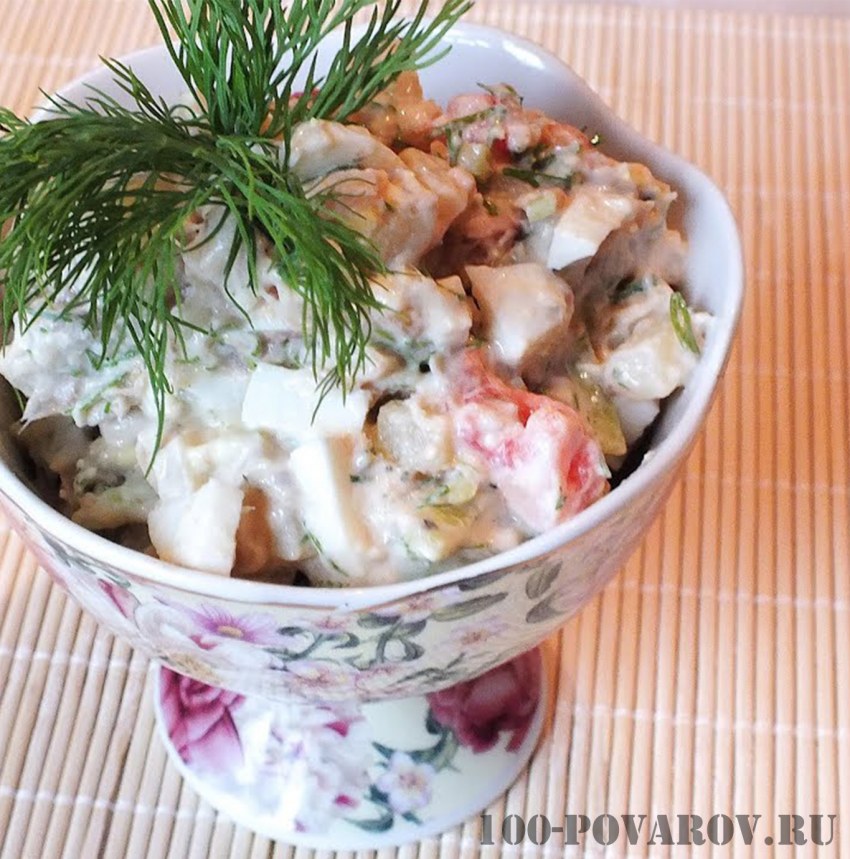 Салат с вареной скумбрией простой рецепт с фото очень вкусный