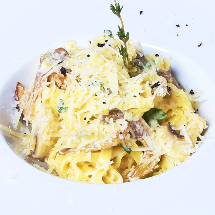 Фетучини с куриным филе и шампиньонами