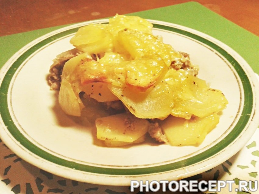 Картошка с мясом и сыром
