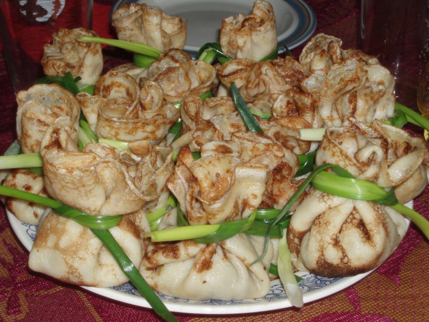 Блинные мешочки с начинкой