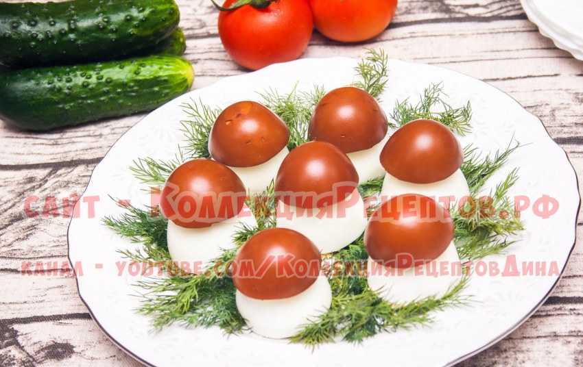 Фаршированные яйца грибочки