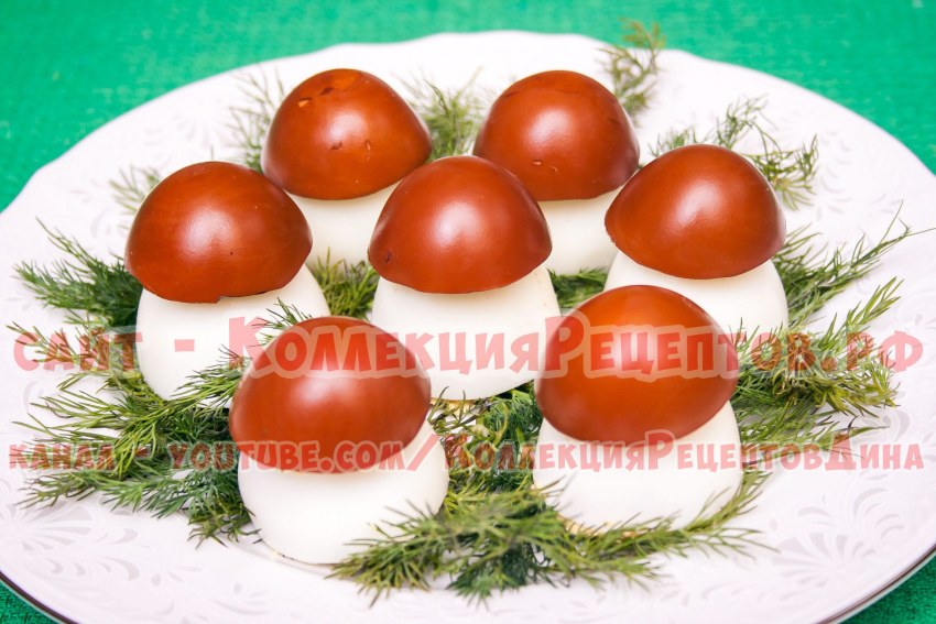 Грибочки из яиц фаршированные печенью