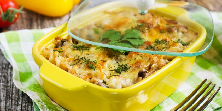 Запеканка с курицей и грибами