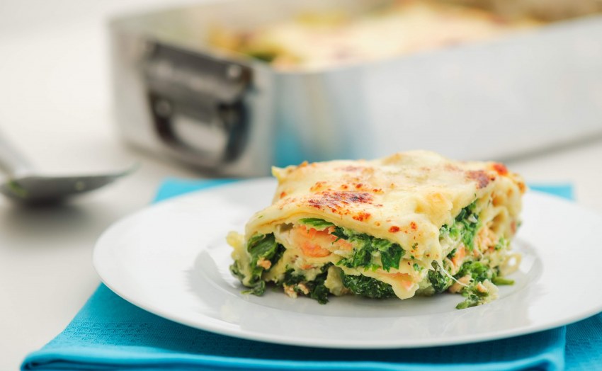 Лазанья с курицей и шпинатом