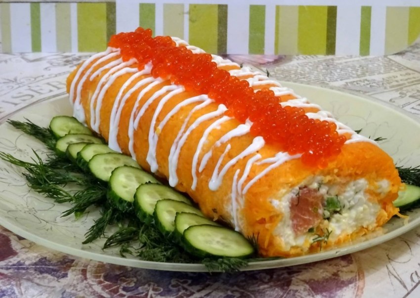 Царский рулет с красной рыбой
