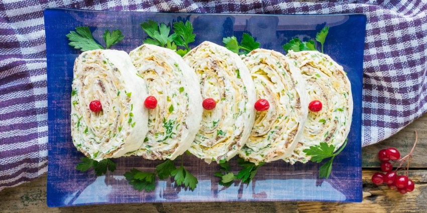 Лаваш с тунцом и творожным сыром