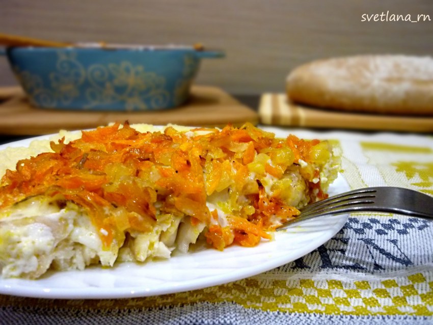 Минтай под овощами