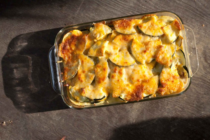 Кабачки с картошкой в духовке