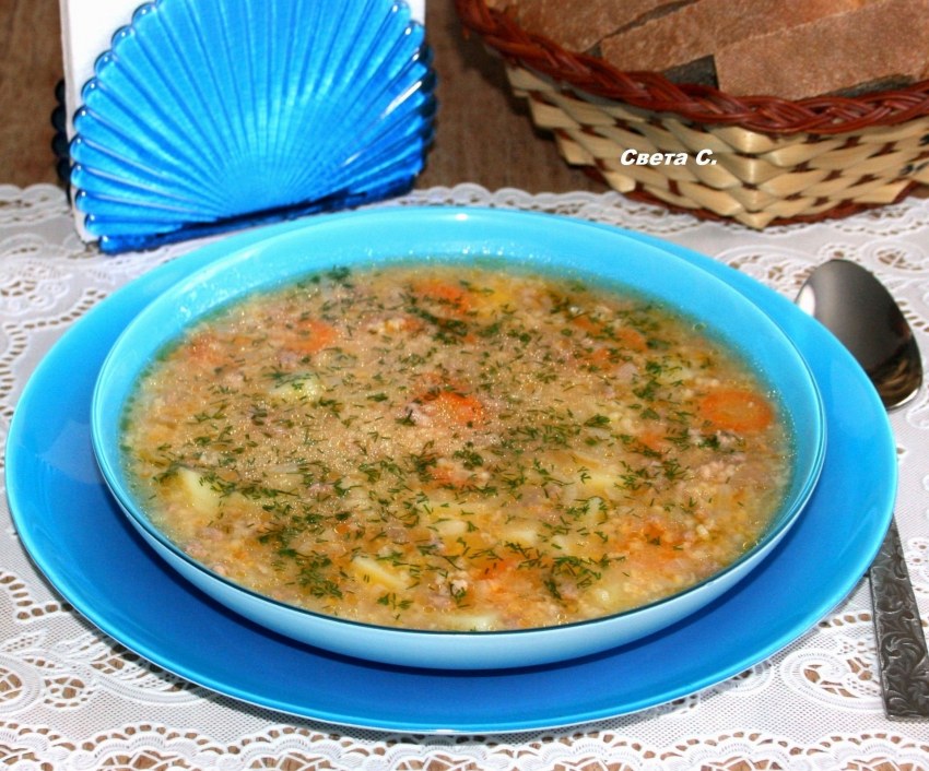 Суп с пшеном и грибами