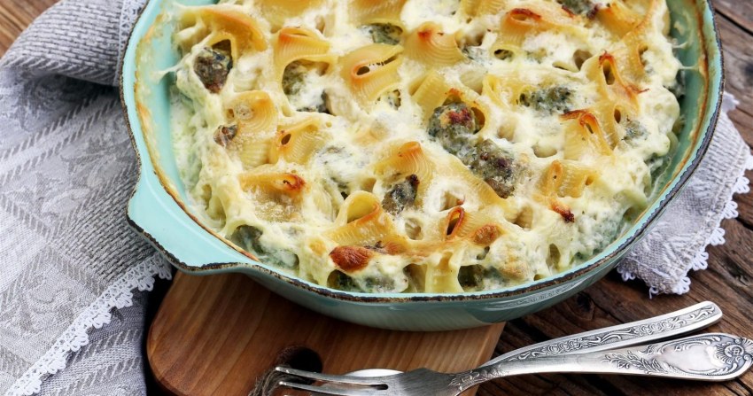 Макароны ракушки с грибами