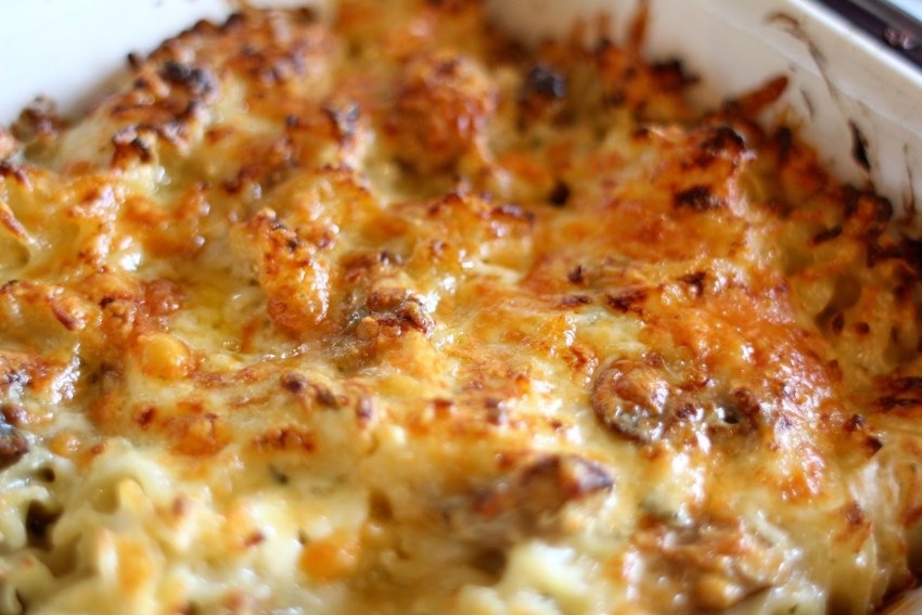 Запеканка с грибами с макаронами