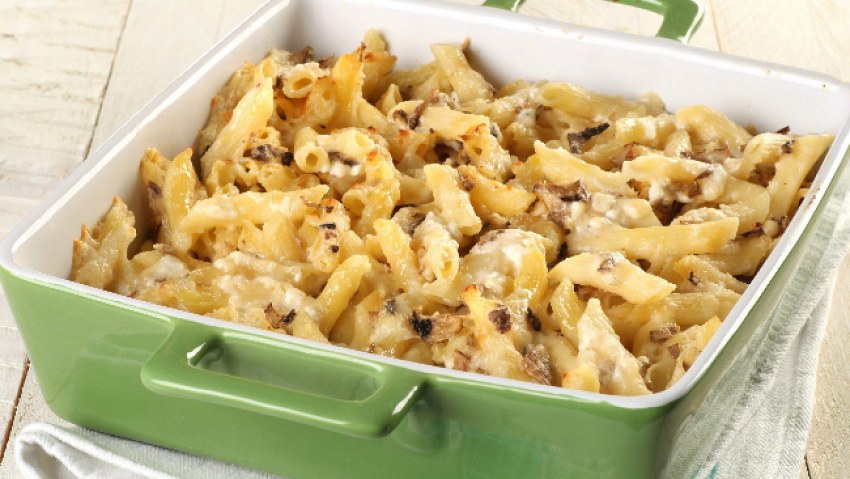 Макароны с грибами в духовке
