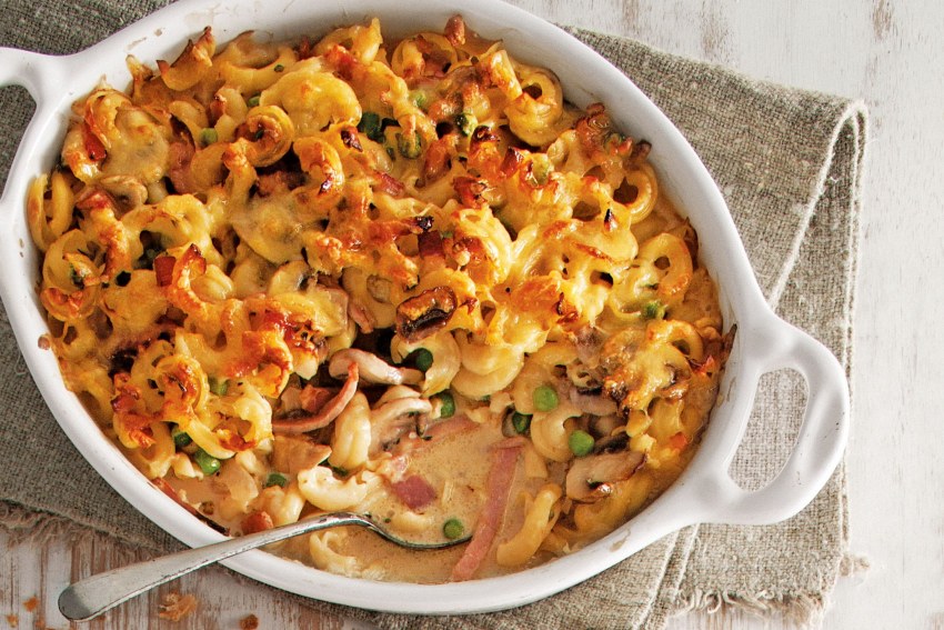 Макароны с курицей и грибами в духовке