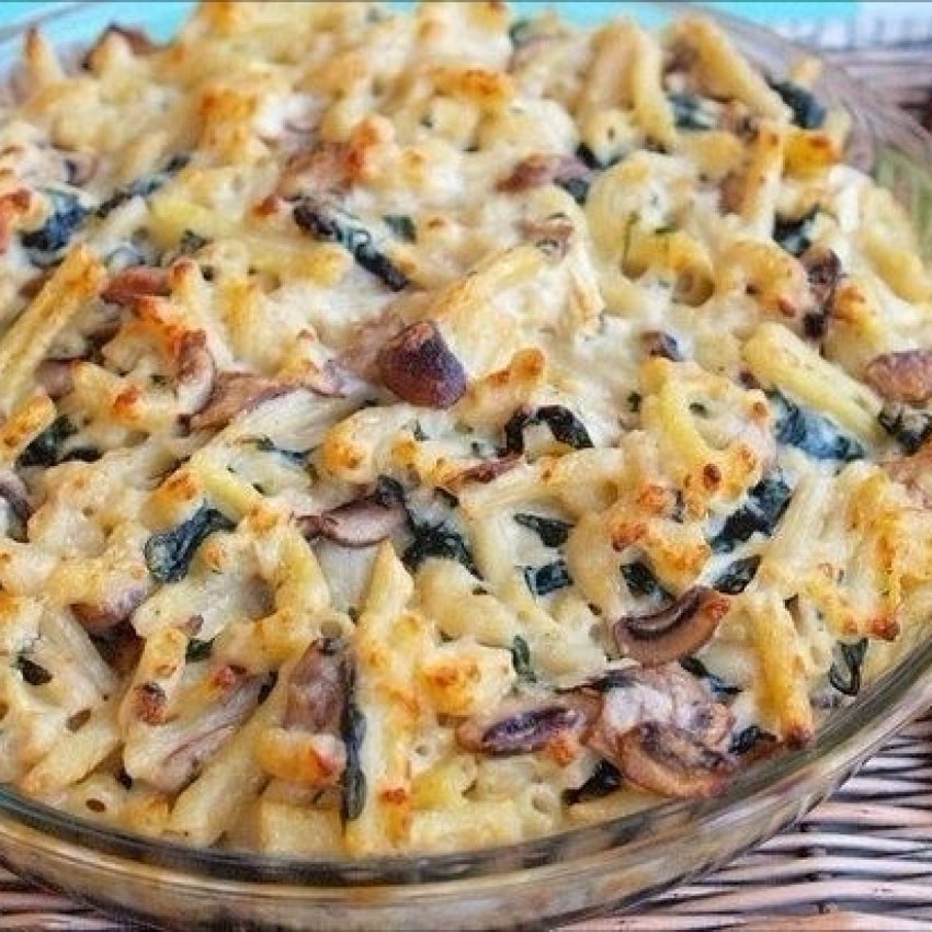 Запеканка с грибами с макаронами