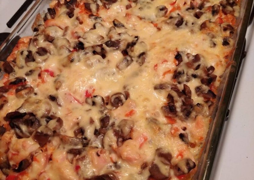 Запеканка с курицей и шампиньонами