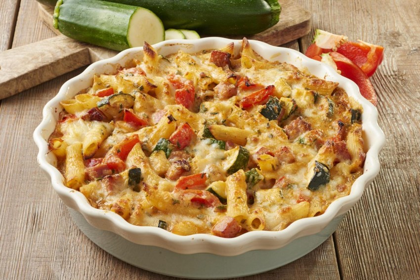 Макароны с курицей цукини запеканка