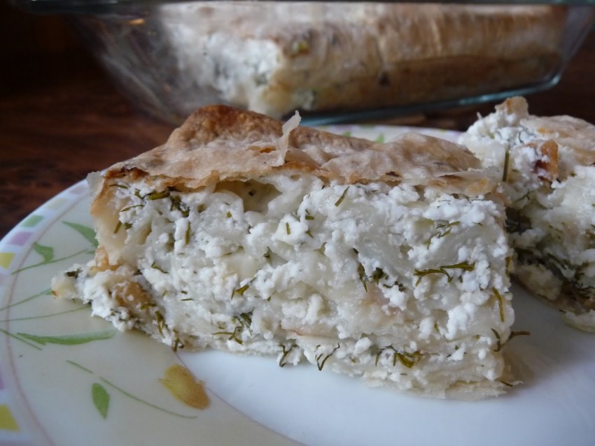 Пирог из лаваша с брынзой
