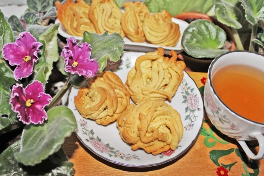 Печенье Хризантема через мясорубку