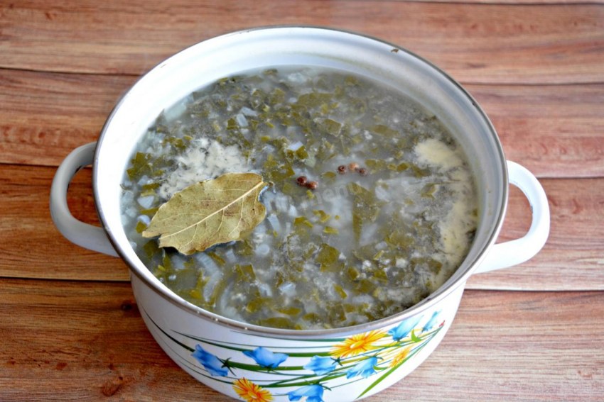 Суп щавелевый с яйцом и курицей