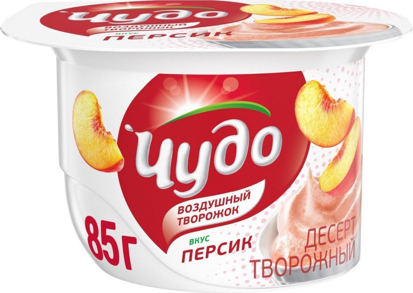 Творожок чудо воздушный персик 85 гр