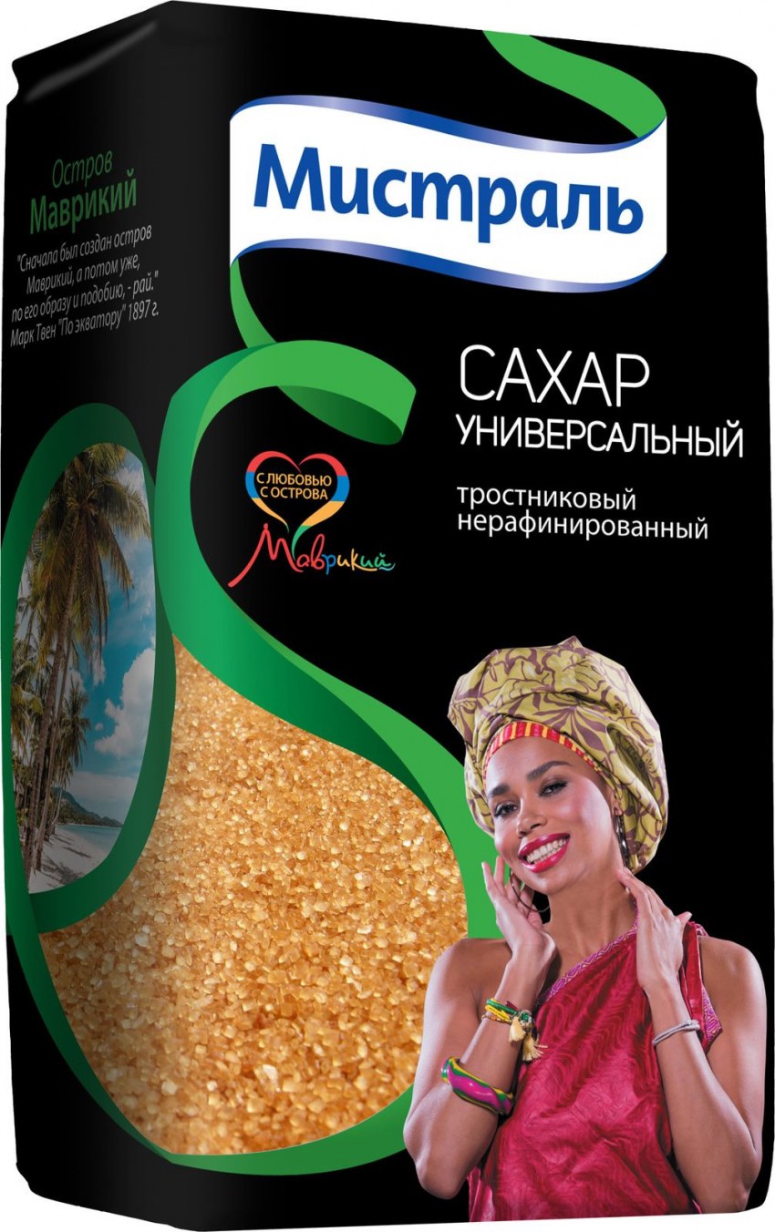 Сахар Мистраль тростниковый нерафинированный универсальный 900 г