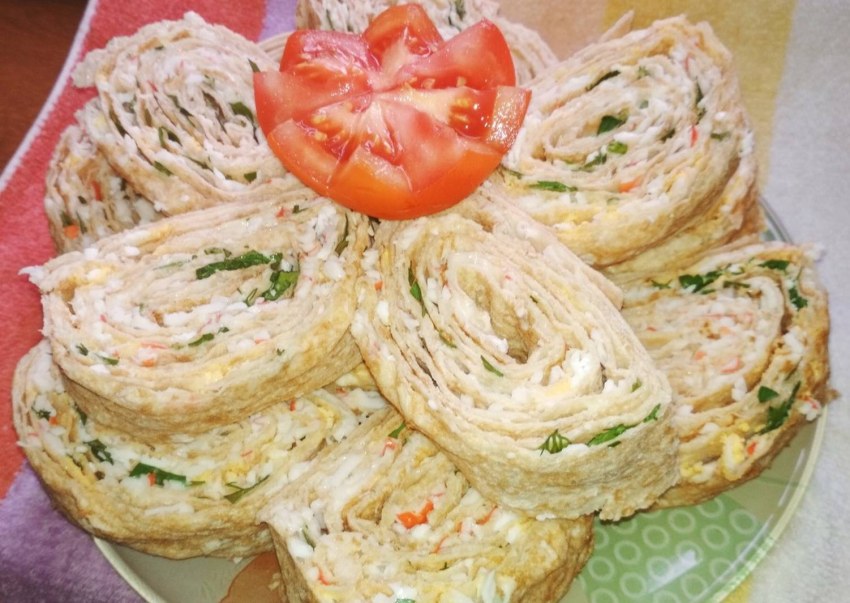 Рулет из лаваша с морковкой