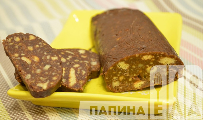 Шоколадная колбаса с изюмом
