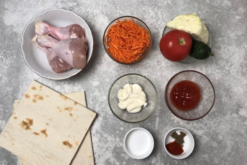 Шаурма Ингредиенты с курицей