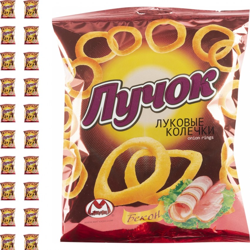 Чипсы луковые кольца MINIFREE бекон 45г (24)