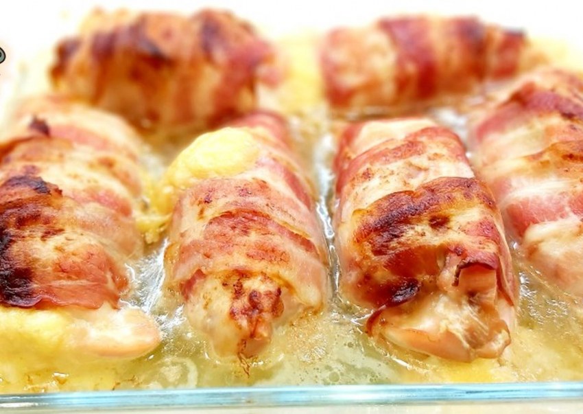 Рулетики из куриной грудки с беконом в духовке